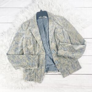 DKNY Women's Jeans Velvet Floral 90s Blazer Jacket Size‎ Small